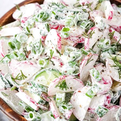 Greens, Cukes, And Radish Salad With Creamy