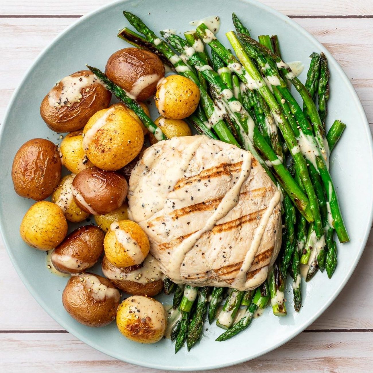 Grilled Chicken Breasts And Asparagus With