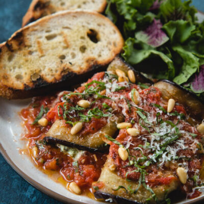 Grilled Eggplant With Ricotta And Tomato