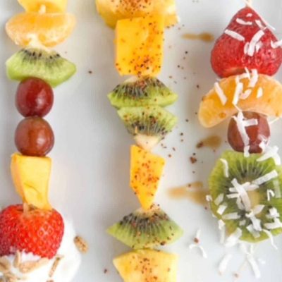 Grilled Grape, Strawberry And Mango Skewers