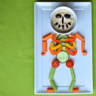 Healthy Veggie Skeleton Platter for Fun Snacking