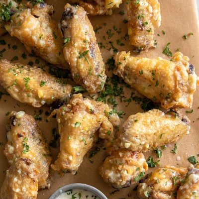 Herby Garlic Parmesan Baked Chicken Wings