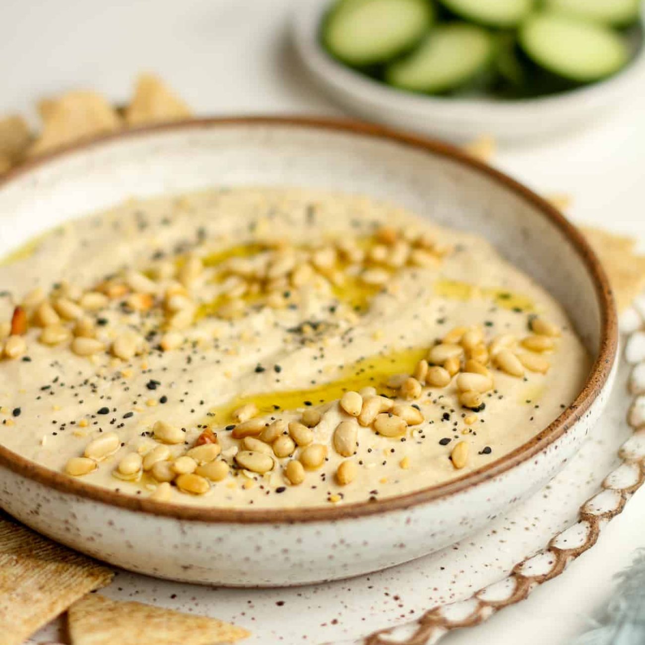 Hummus With Toasted Pine Nuts, Cumin