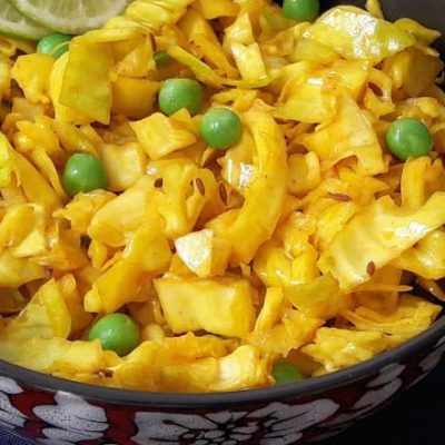 Indian Cabbage And Peas Stir Fry