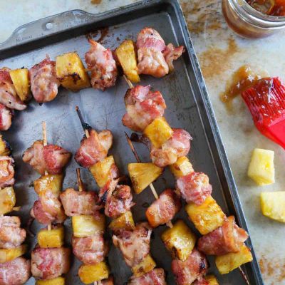 Juicy Teriyaki Chicken And Crispy Bacon Skewers Recipe