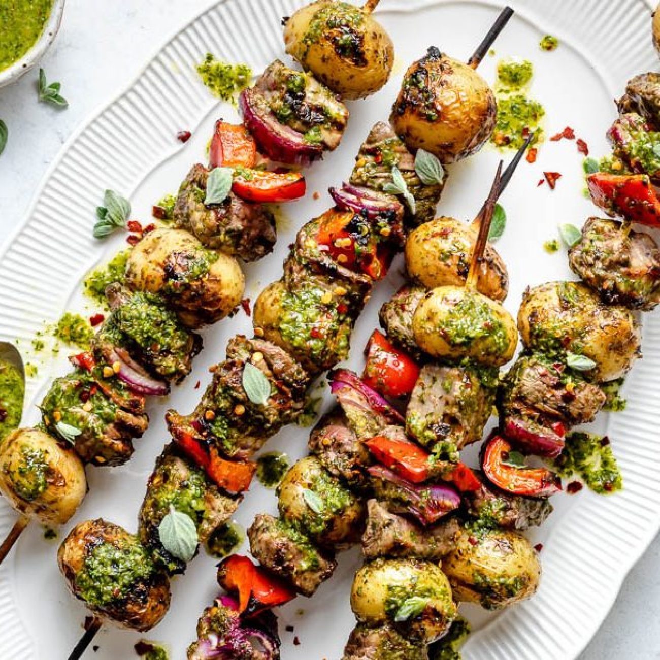 Lemony Flank Steak Skewers With Lemon