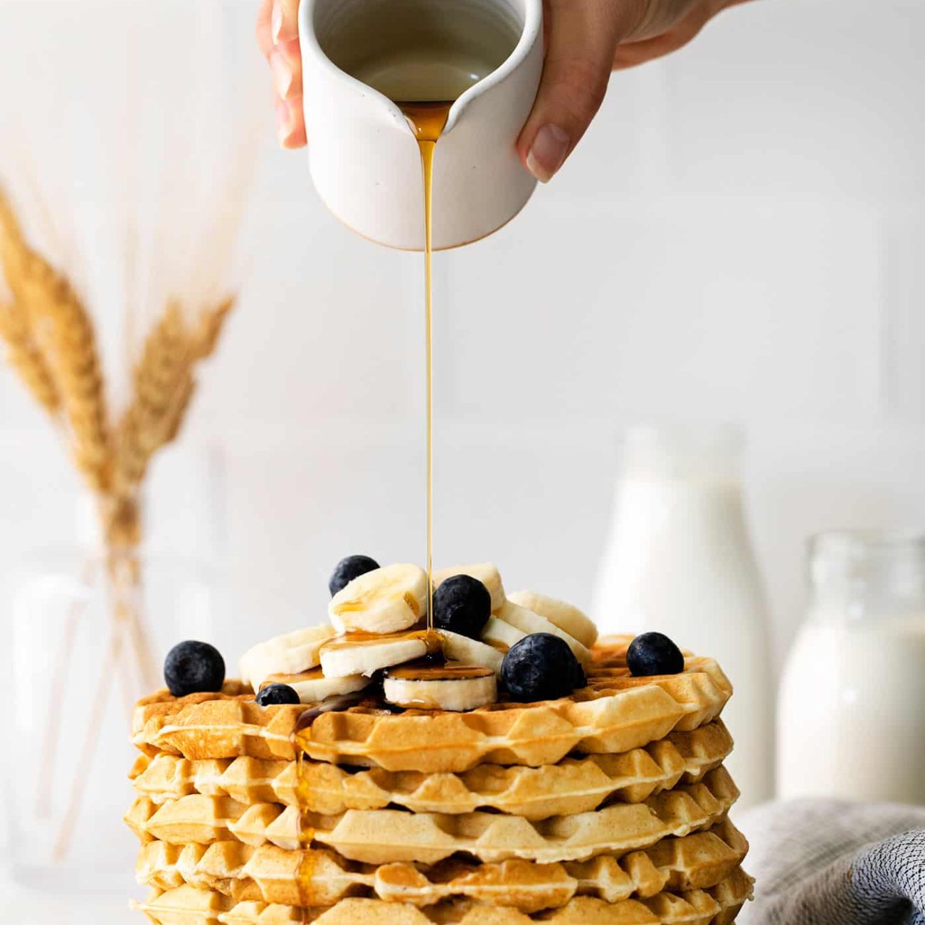 Maple Syrup Fried Eggs On Waffles