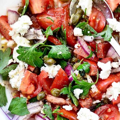 Mediterranean-Style Tomato, Lemon & Olive Salad with Onions