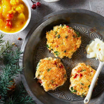 Mini Scallion Crab Cakes With Wasabi