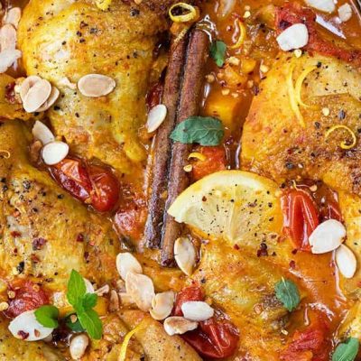 Moroccan Chicken Tagine with Apricots and Almonds Recipe