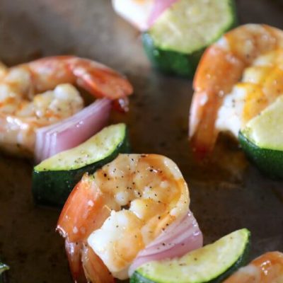 Oven Roasted Pesto Shrimp Skewers