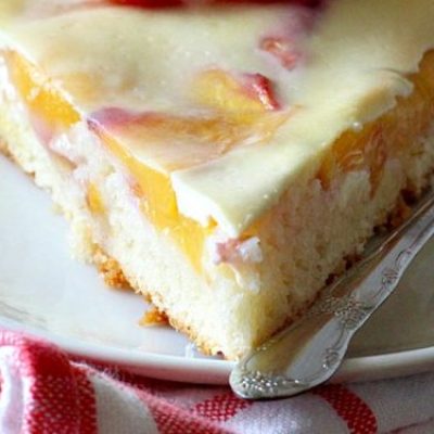 Peach Sponge - Custard Cake
