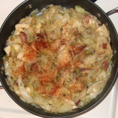 Perogies With Cabbage, Bacon And Onions
