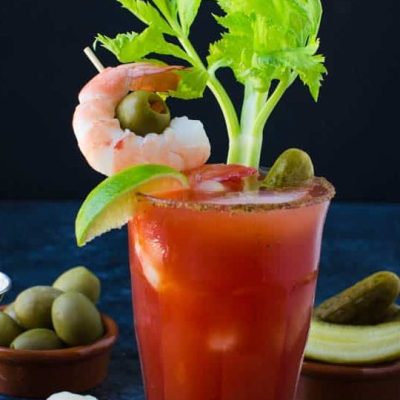 Pesto Shrimp With A Bloody Mary Butter