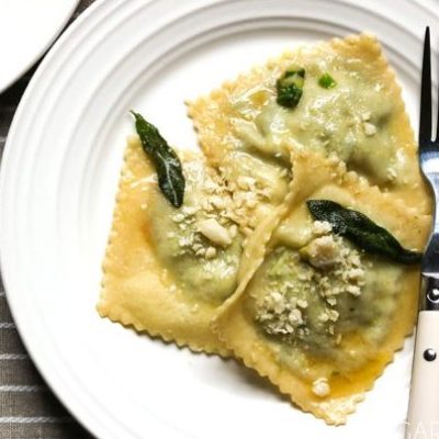 Ravioli With Asparagus, Mint & Mascarpone