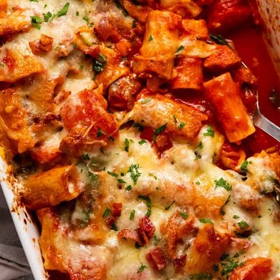 Roasted Chicken Rigatoni With Mushrooms And