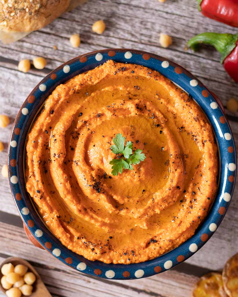 Roasted Red Bell Pepper Hummus Vegetarian