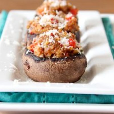 Roasted Red Pepper-Stuffed Mushrooms