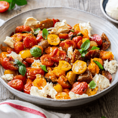 Roasted Tomato And Mozzarella Salad With