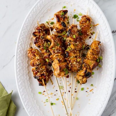 Sesame Teriyaki Skewers Chicken On A