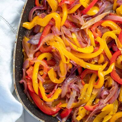 Skillet Onions, Tri-Colored Peppers