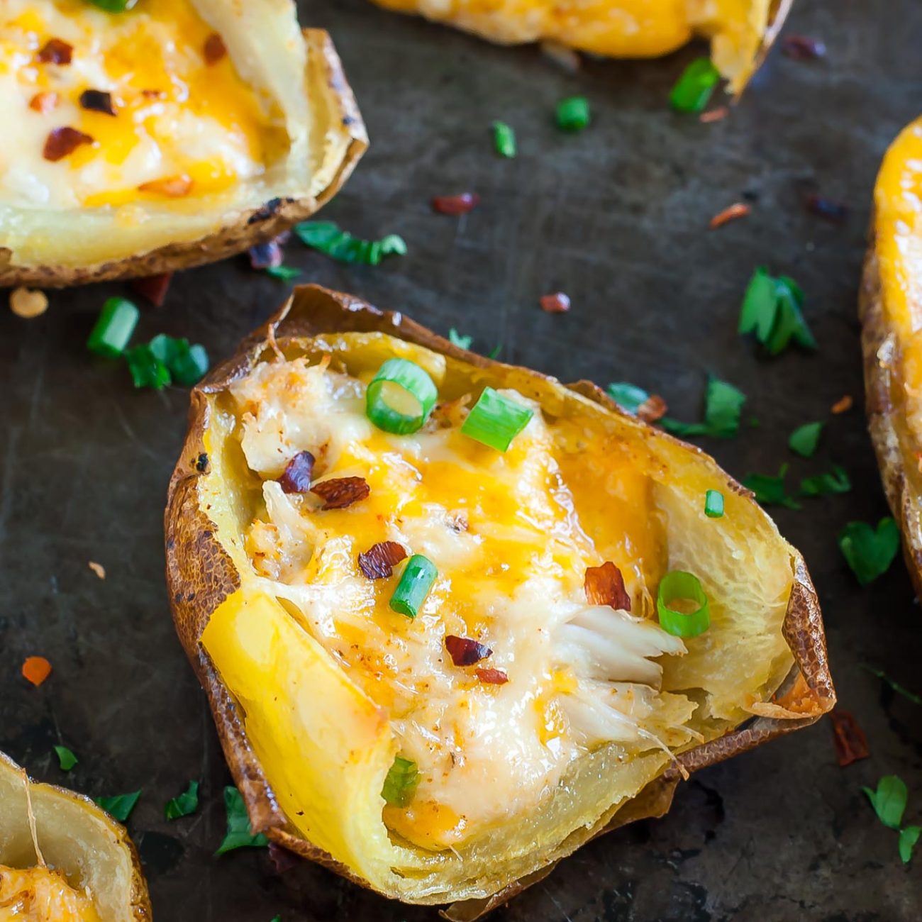 Sliced Potato Skins With Shrimp