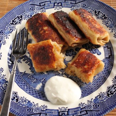 Smoky Bacon And Goat Cheese Potato Blintzes