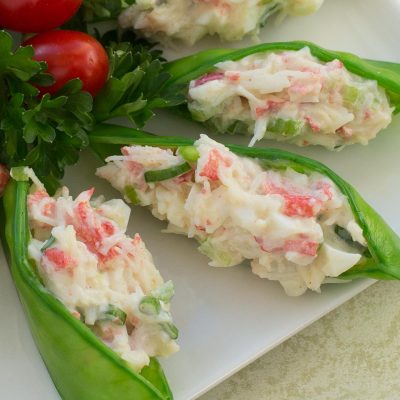 Snow Pea Pods Stuffed with Flavorful Taramosalata: A Unique Appetizer Recipe